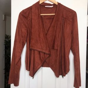 Sued Burnt Orange Biker Jacket